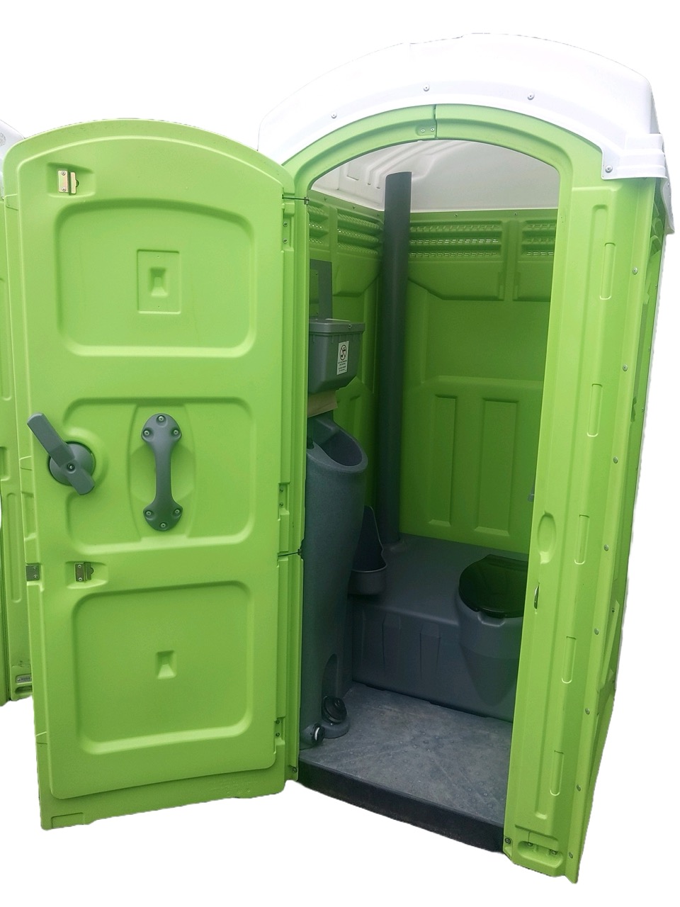 Standard porta potty  with hand washing station
