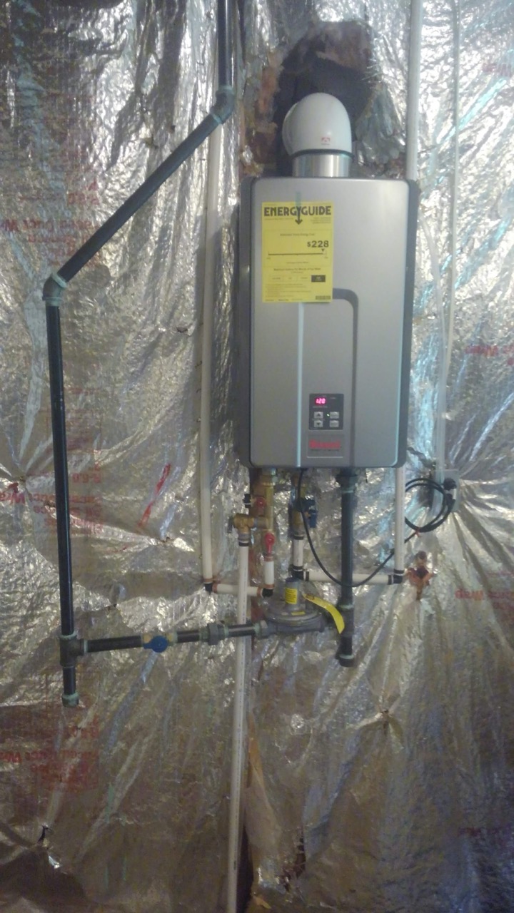 tankless water heater installed