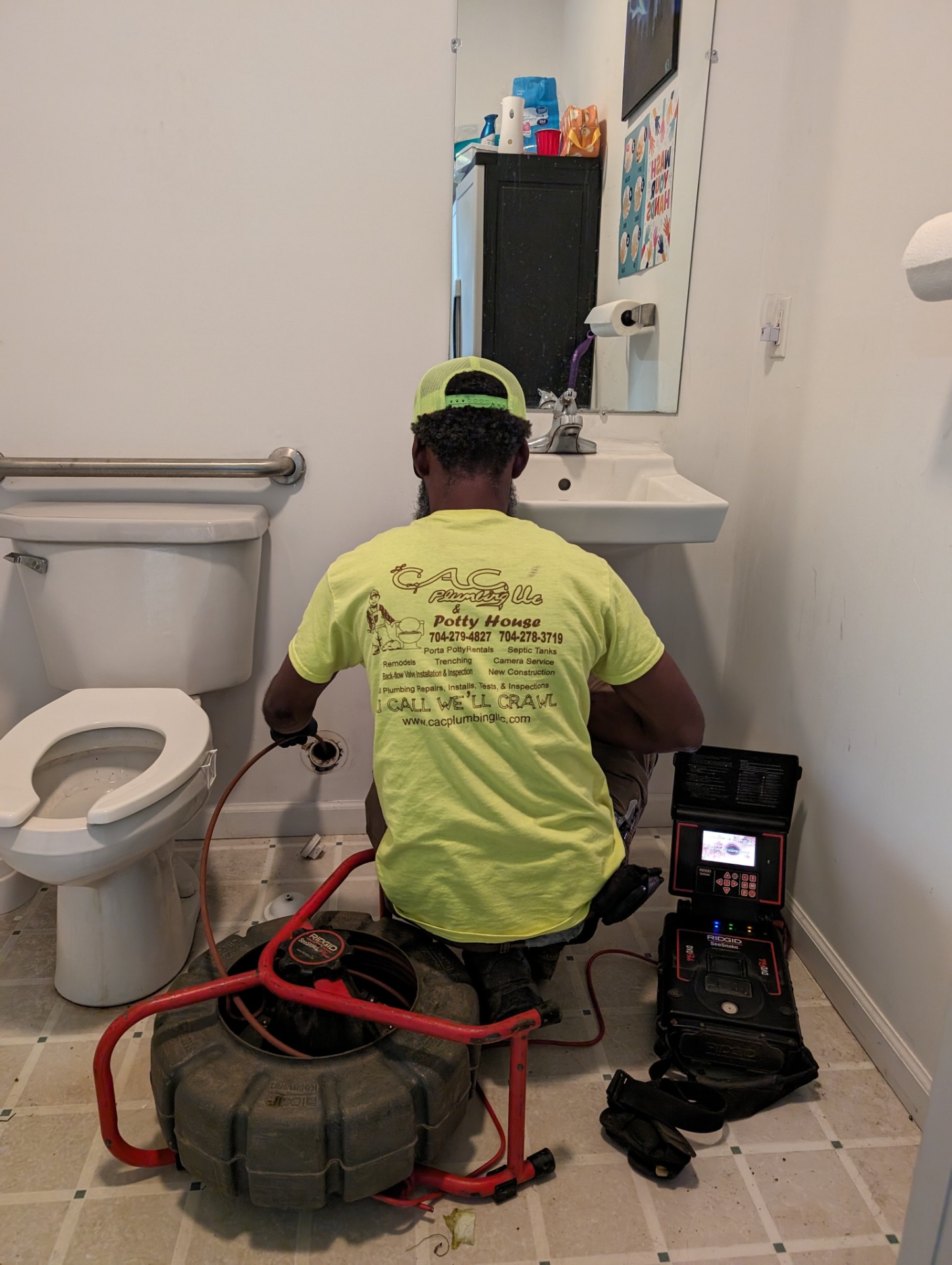 camera inspection on a commercial toilet